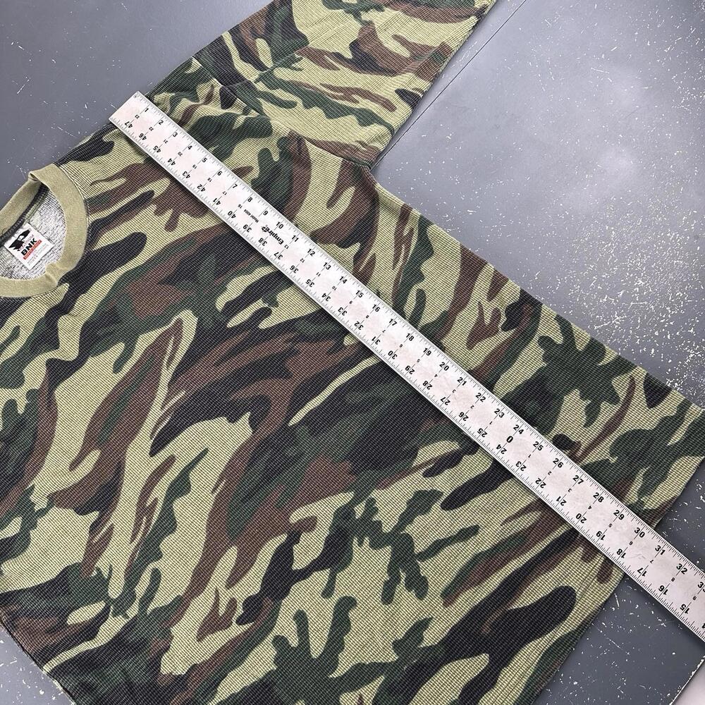 VTG Platinum BNK Thermal Shirt Men 2XL Green Woodland Camo Waffle Hunt Hike Y2K - Picture 5 of 9